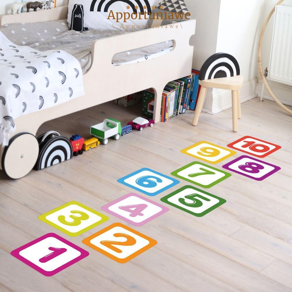 IAPPORTUNIA Miếng dán sàn Hopscotch, Đề can trò chơi số lưới nhiều màu dành cho cha mẹ và con cái, Đ