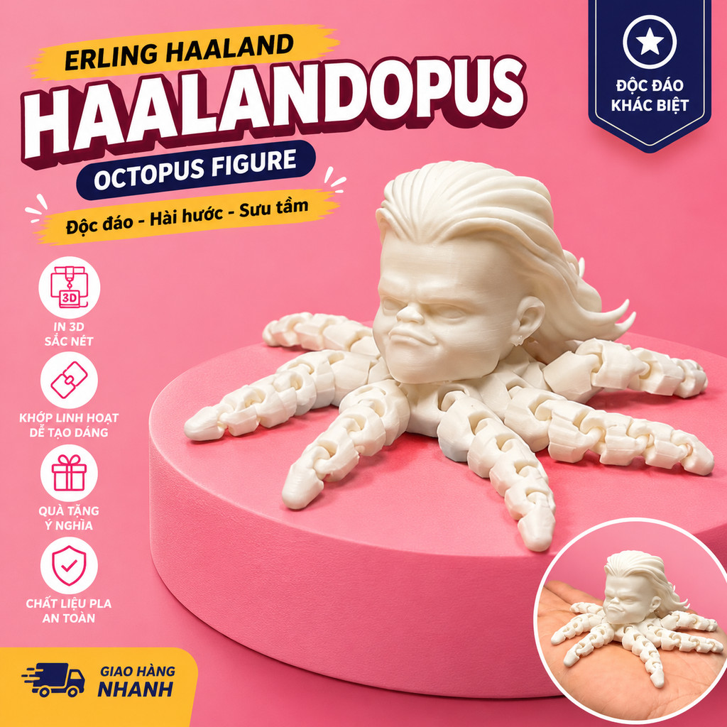Mô Hình Haalandopus In 3D Khớp Linh Hoạt Erling Haaland Bạch Tuộc Trang Trí Bàn Làm Việc Quà Tặng