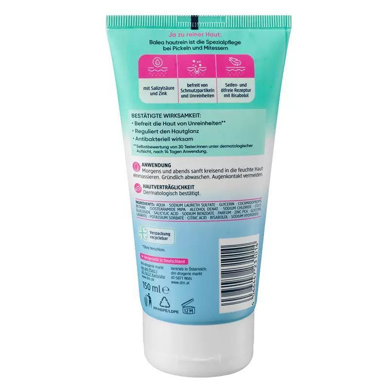 Đức Balea Balea Sữa Rửa Mặt Làm Mới Kiểm Soát Dầu Kháng Khuẩn Loại Bỏ Gel Làm Sạch Sinh Viên Sữa Rửa