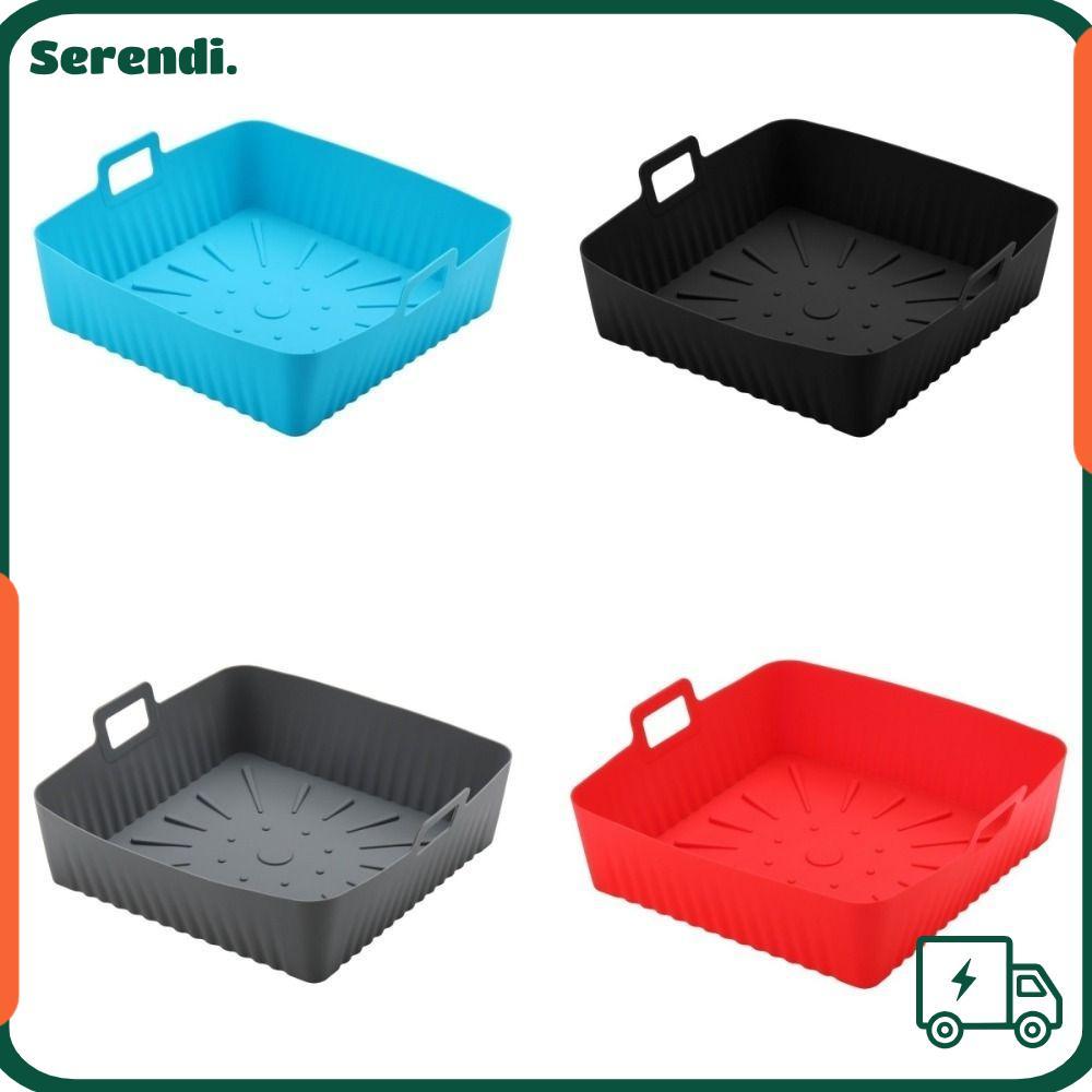 SERENDI Air Fryer Liners, Khay nướng bánh cỡ lớn 9 "có thể tái sử dụng, Di động có tay cầm Tấm lót n