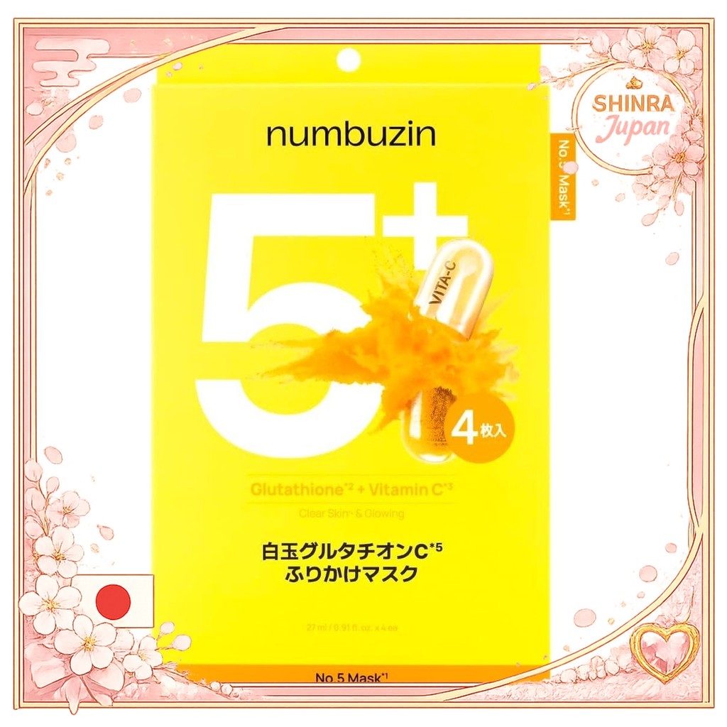 《Direct From Japan》  Numbers Inn Sheet Mask No. 5 Shiratama Glutathione C Furikake Mask 4 Pieces Fac
