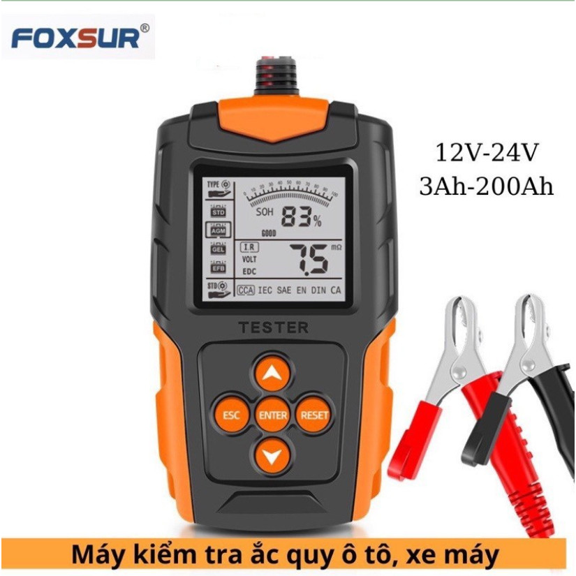 Máy Test Bình Ắc Quy Foxsure FBT200 12V24V 3AH-200Ah, Kiểm Tra Pin CCA, Đo Điện Trở Good