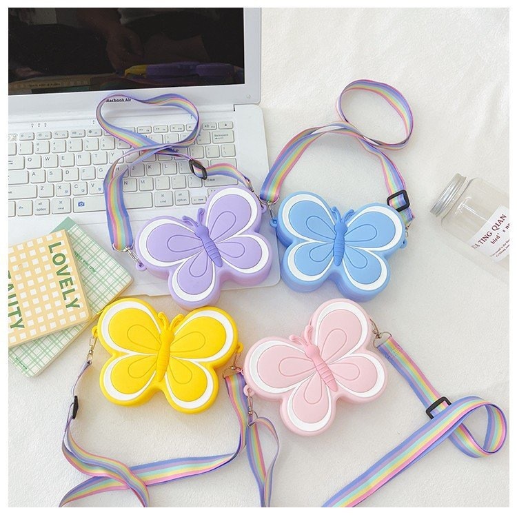 Preferred#Popular Butterfly Children's Crossbody Bag, Student Silicone Coin Purse, Cute Bee Shoulder