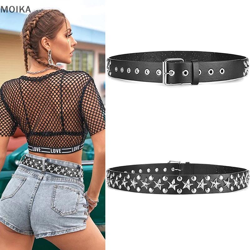 MOIKA Rivet Hollow Bullet Punk Belt - Thắt lưng da đính đá Gothic có thể điều chỉnh dành cho nữ VN