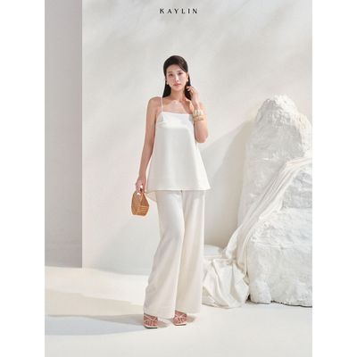 Set KAYLIN Elara áo hai dây hở lưng phối ren kèm quần suông dài chất vải lụa mềm phong cách gợi cảm BST AURELIA - SET215