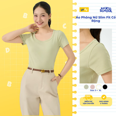 [BST The New T-Mate] Áo Phông Nữ Yody Slim Fit thun Cổ Rộng Mềm Mại Co Giãn WCTS26S002