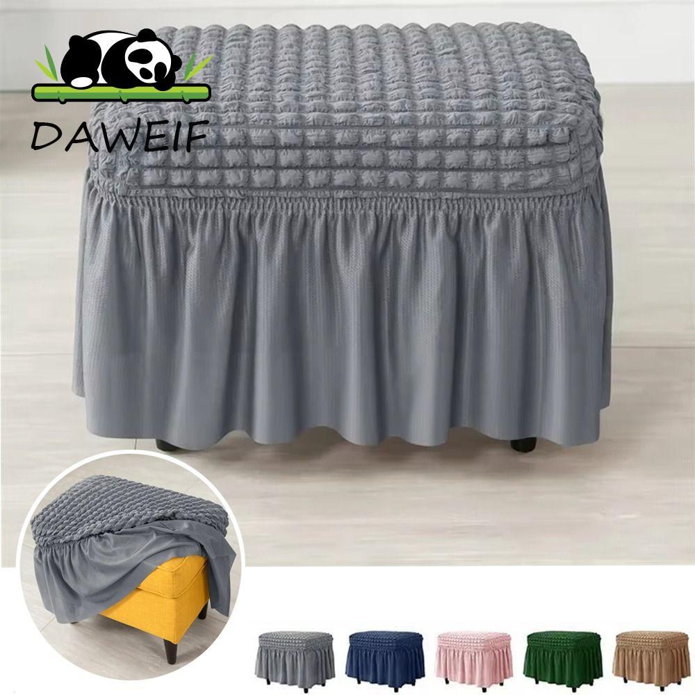 DAWEIF Stool Cover, Universal Seersucker Ottoman Cover, có váy Chống trượt Chống bụi Mềm Bảo vệ Otto