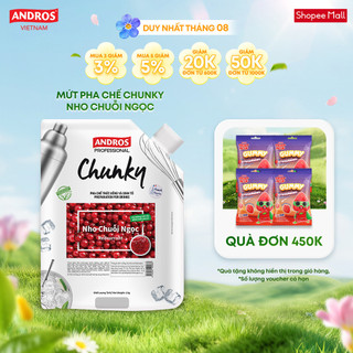 Mứt trái cây pha chế nho chuỗi ngọc - có miếng trái cây thật - nguyên liệu pha chế - andros chunky - 1kg