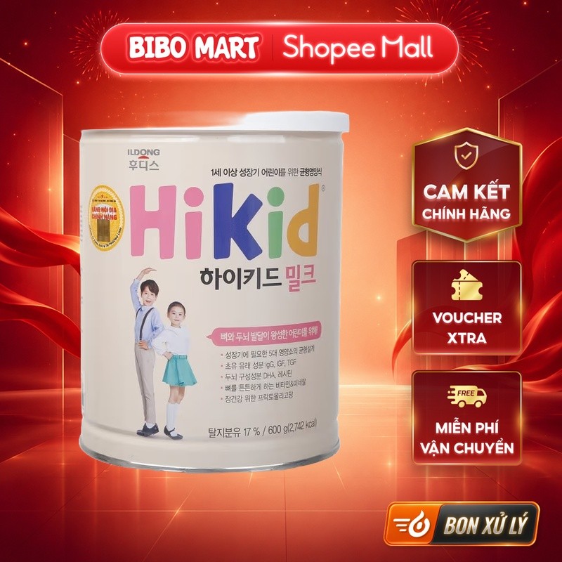 [MALL] Sữa Hikid Vani 600g Cho Bé Từ 1- 9 Tuổi Hỗ Trợ Bổ Sung Canxi Tăng Chiều Cao - Bibo Mart