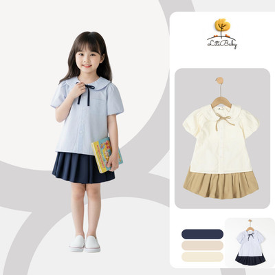 Set áo và chân váy bé gái phong cách tiểu thư thanh lịch mềm mát LITIBABY 4-12 tuổi F01