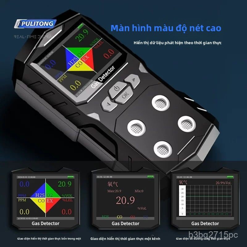 Máy đo khí cầm tay 4 trong phát hiện O2 NH3 O3 H2 cảnh báo không gian kín chính xác