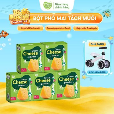 Combo 5 hộp phô mai tách muối Mămmy dạng bột rắc cơm, cháo cho bé ăn dặm, hộp 10 ống (3g/ ống)