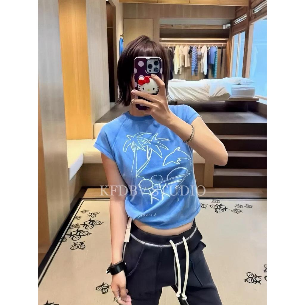 Bây giờ) 26ss South Oil Buyer 's Shop Matchman Seaside Graffiti In Slim-fit Top ins Style
