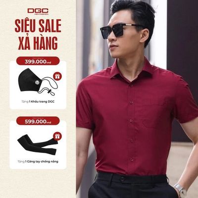 Áo Sơ Mi Nam Ngắn Tay DGC Dáng suông Regular, Phong Cách Công Sở, Chất Vải Thoáng Mát - SASNBB32M