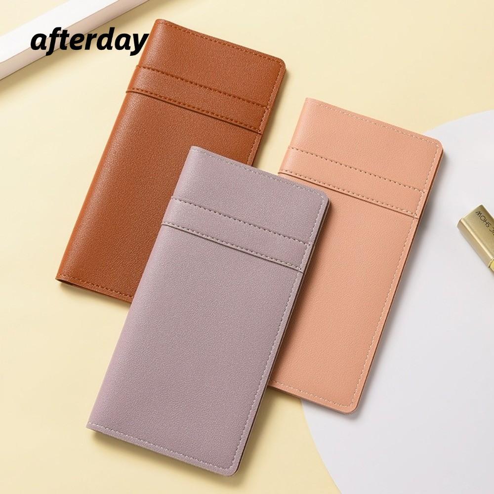 Gói ID AFTERDAY568, Hộp đựng thẻ màu trơn bằng da PU, Ví da có khe cắm nhiều thẻ di động nam nữ
