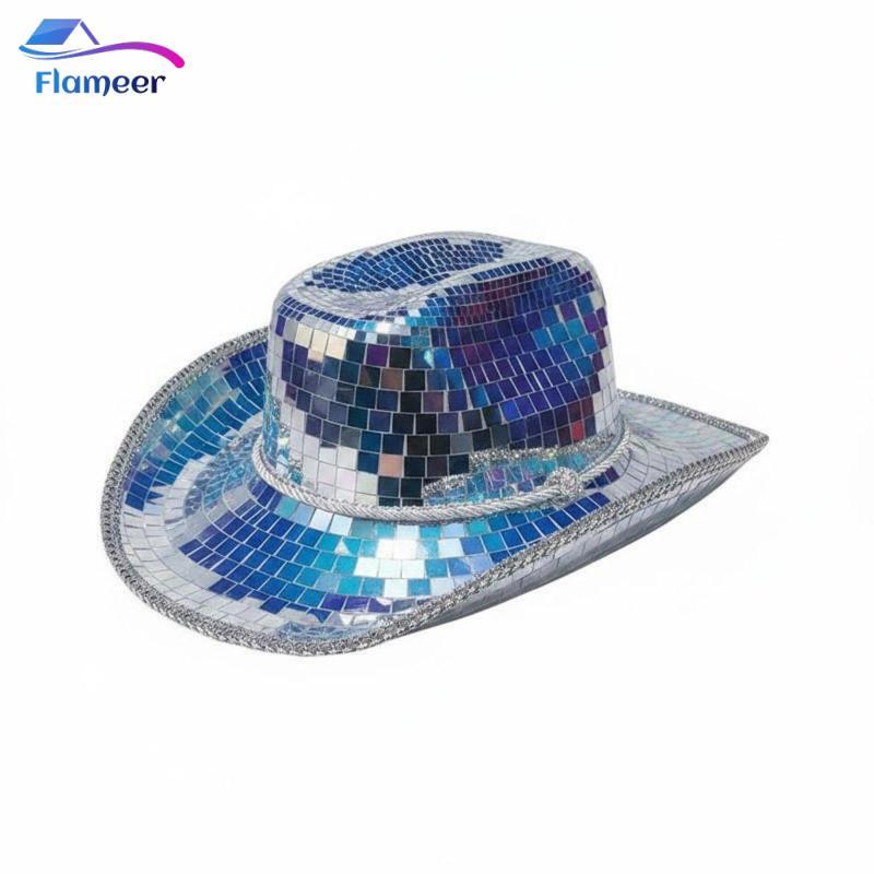 Flameer Mirror Ball Cowboy Hat Phản Quang Disco Cowboy Hat Sáng Bóng Trang Phục Phụ Kiện Cho Tiệc Kh
