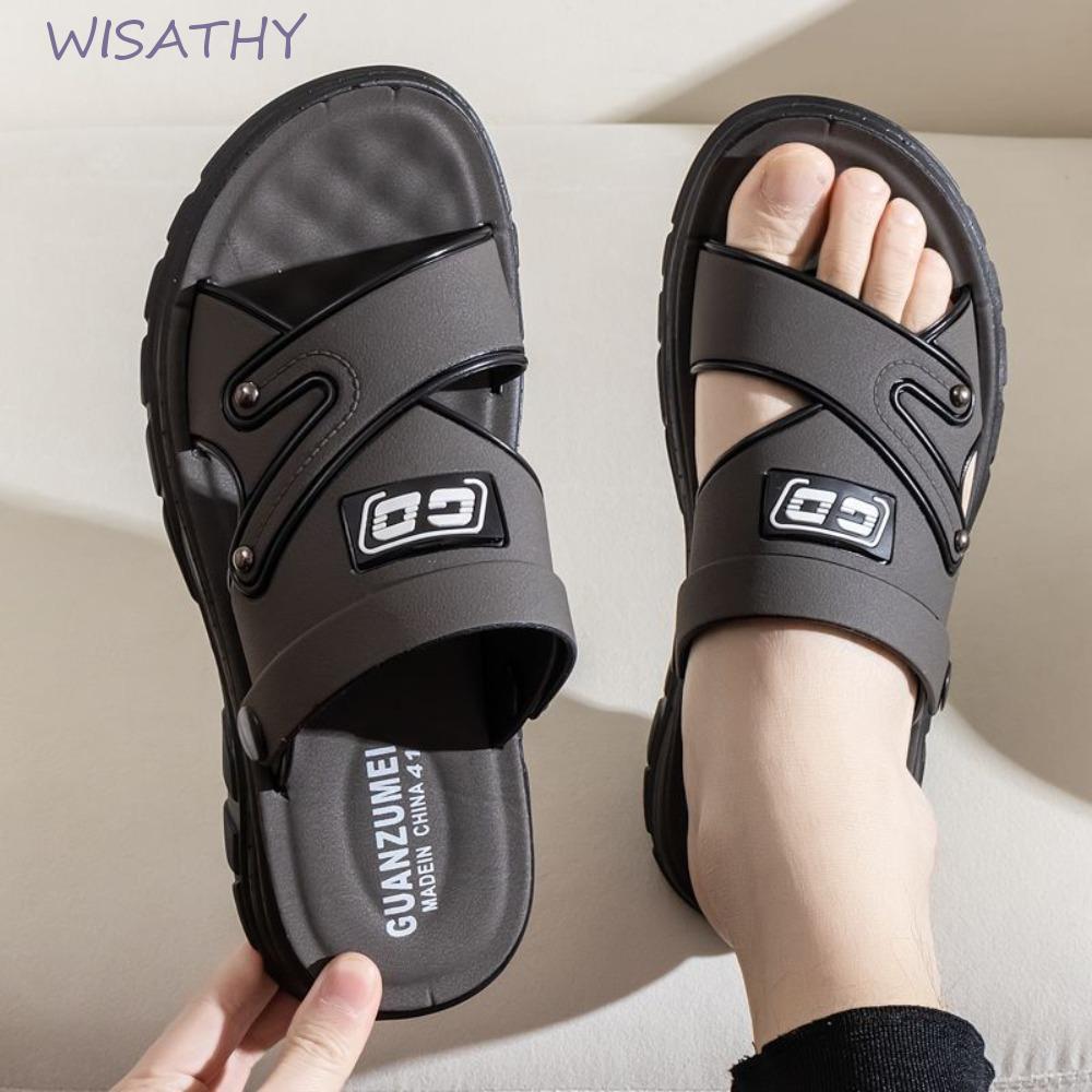 Dép đế dày ELMER1, Giày đi biển bằng da PU Dép trượt nam, Giày trơn chống trượt Tất cả các trận đấu 