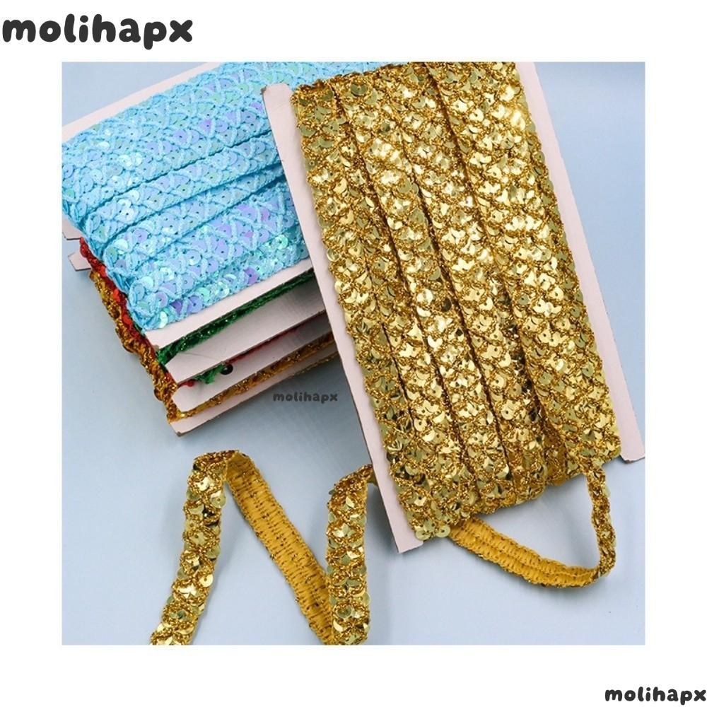 MOLIH Sequin Trim Ribbon, Băng ren sequin dài 10 mét kim loại, Họa tiết lấp lánh đa năng 1,5cm Thiết