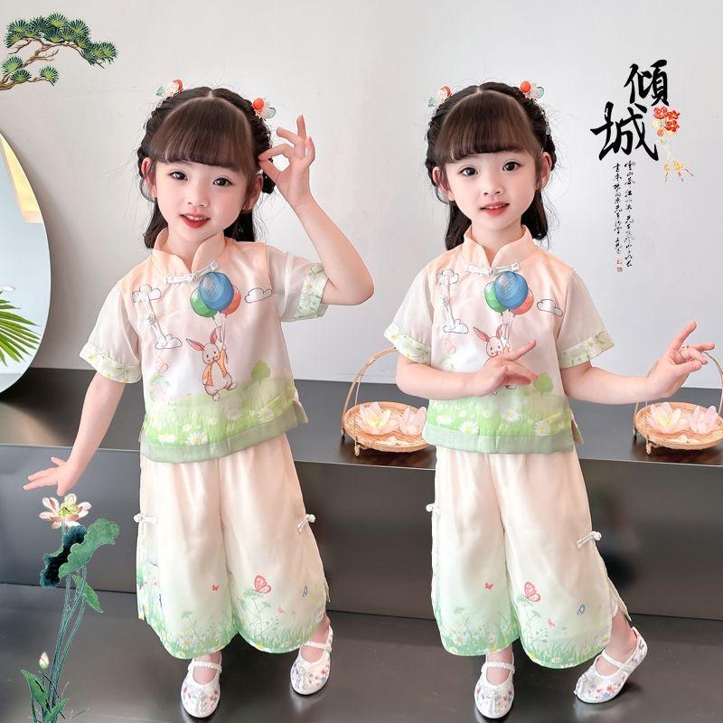 [Giảm giá 50%] Bộ đồ biểu diễn trường học Trung Quốc Hanfu dành cho trẻ em Phong cách Trung Quốc Bộ 