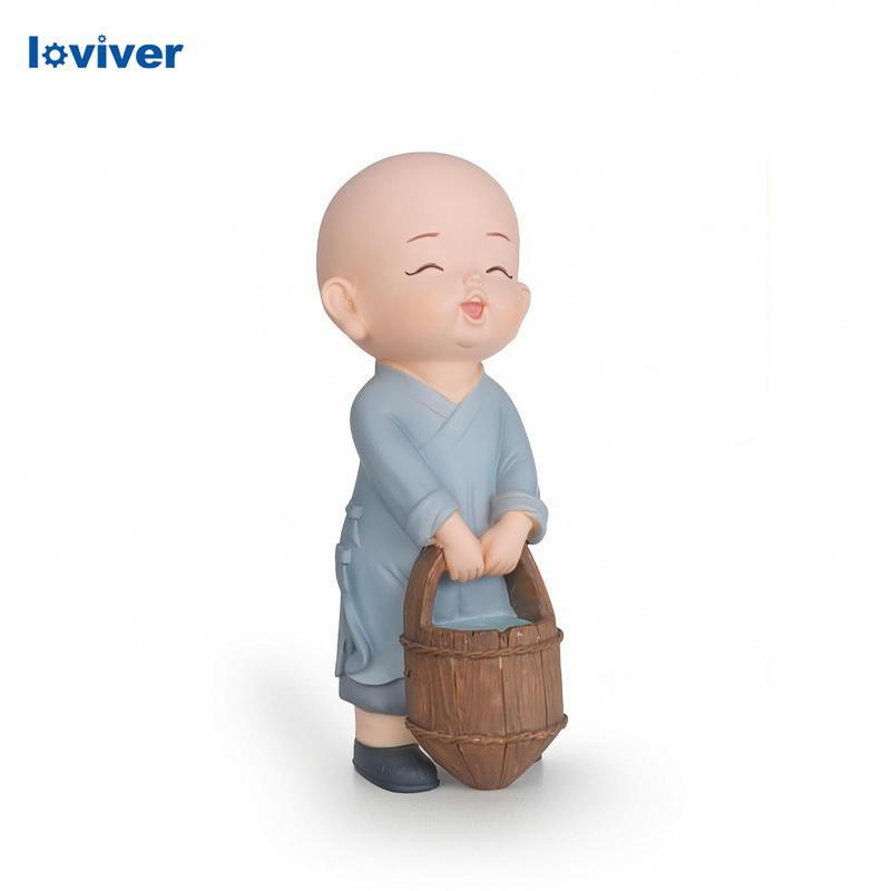 Tượng tu sĩ nhựa nhỏ gọn Tượng nhỏ gọn Mini đáng yêu cho máy tính để bàn, trang trí nội thất