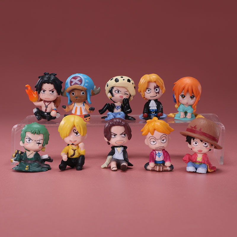 10 Cái / bộ 4-5cm Anime Cướp Biển Q Phiên Bản Ngồi Mini Hình Luffy Sanji Sabo Shanks Ace Zoro Nami M