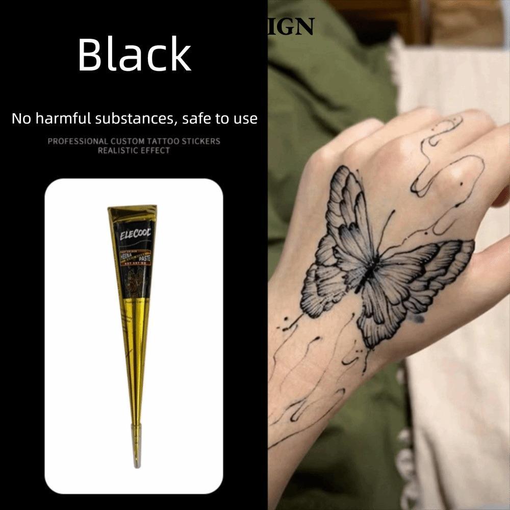 JKDESIGN Henna Tattoo Cream, Bán vĩnh viễn Tạm thời Henna Paste Cone, Kem xăm màu nâu đen Dễ sử dụng