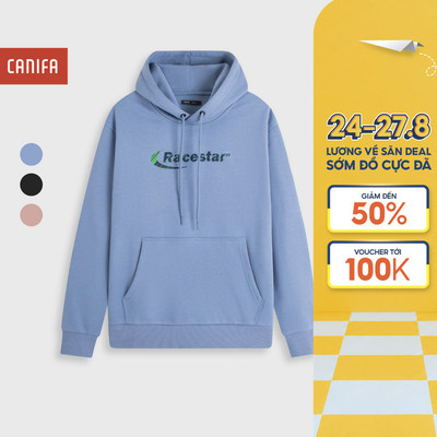 Áo nỉ có mũ unisex người lớn CANIFA áo hoodie dài tay có hình in 5TW25W001