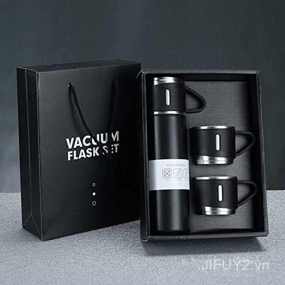 Stainless Steel Vacuum Flask and Flask Set 3 Steel Cups with Flask Combo Size-500ML Ideal Gift for D