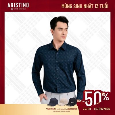 Áo Sơ Mi Nam Dài Tay Aristino Xanh In Họa Tiết Đan Lát Regular Fit ALS1730S2