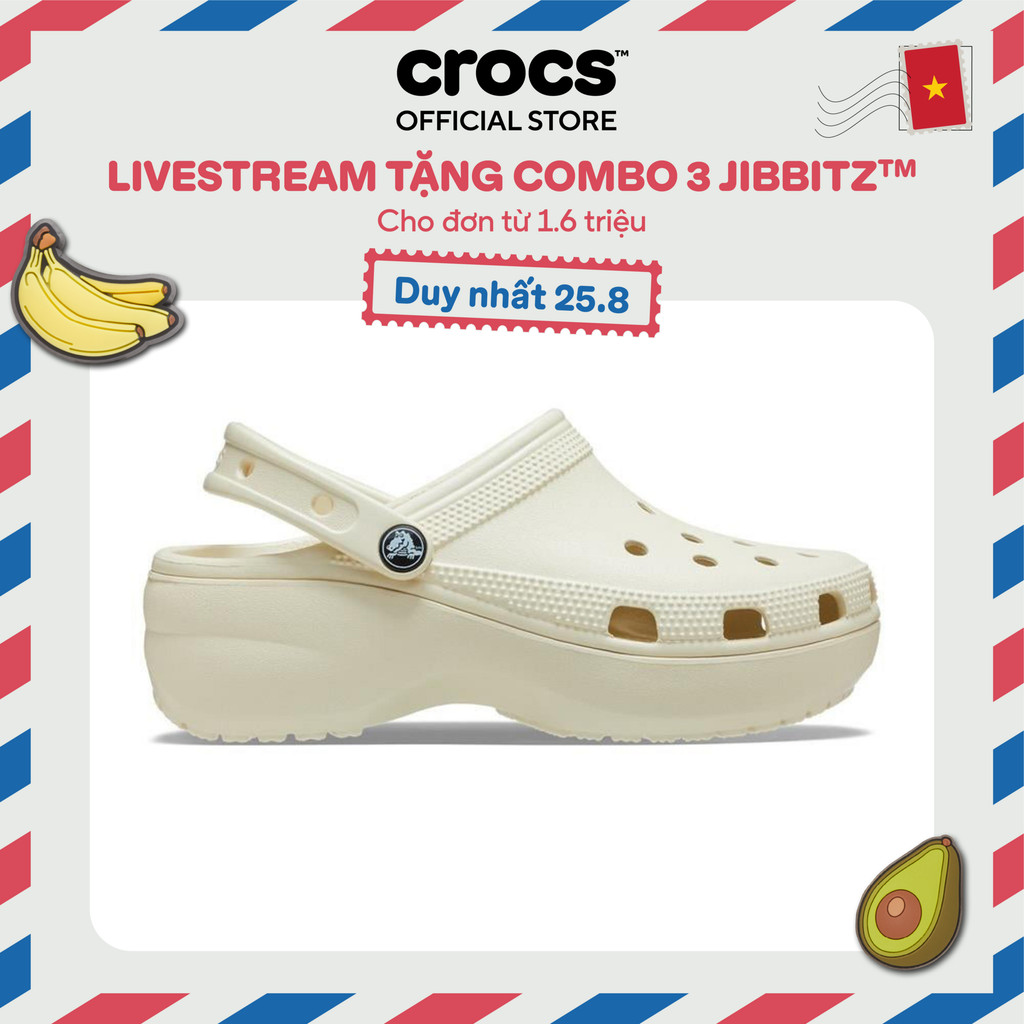 Giày Clog Nữ Crocs Platform Classic - Bone - 206750-2Y2