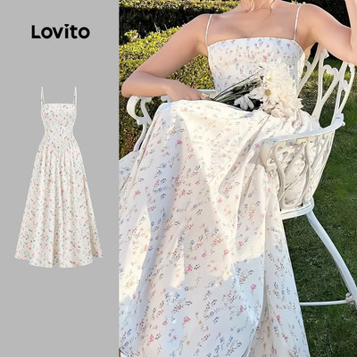 (Kỳ nghỉ) Lovito Trang phục váy xếp ly thắt nơ mùa xuân/hè cho phụ nữ L144AD083