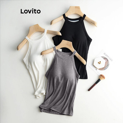 Lovito Áo Ba Lỗ Hở Ngực Trơn Đơn Giản Mùa Hè/xuân Dành Cho Nữ LNL36137