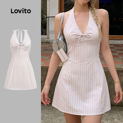 Lovito Họa Tiết Đầm Boho Không Lưng Xuân/Hè Đầm Hồng Nữ L191AD015