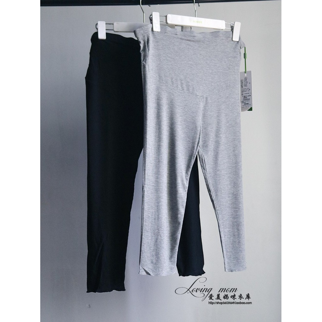 Aimei Mẹ Mẹ Quần Mùa Hè Đan Quần Modal Đàn Hồi Cao Gân Crop Legging Phong Cách Mỏng320022