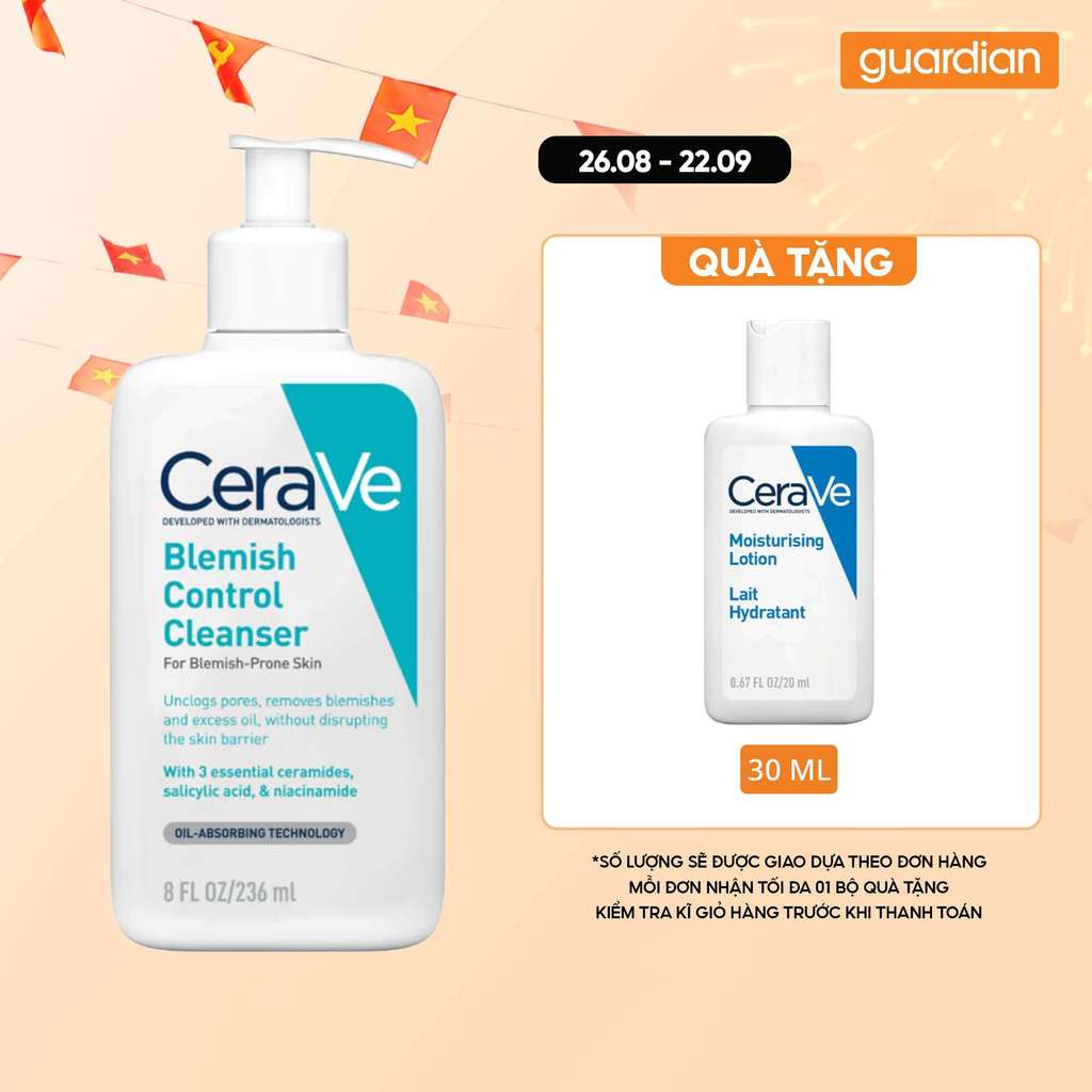 Sữa Rửa Mặt Hỗ Trợ Giảm Mụn CeraVe Blemish Control Cleanser 236Ml | Guardian Việt Nam