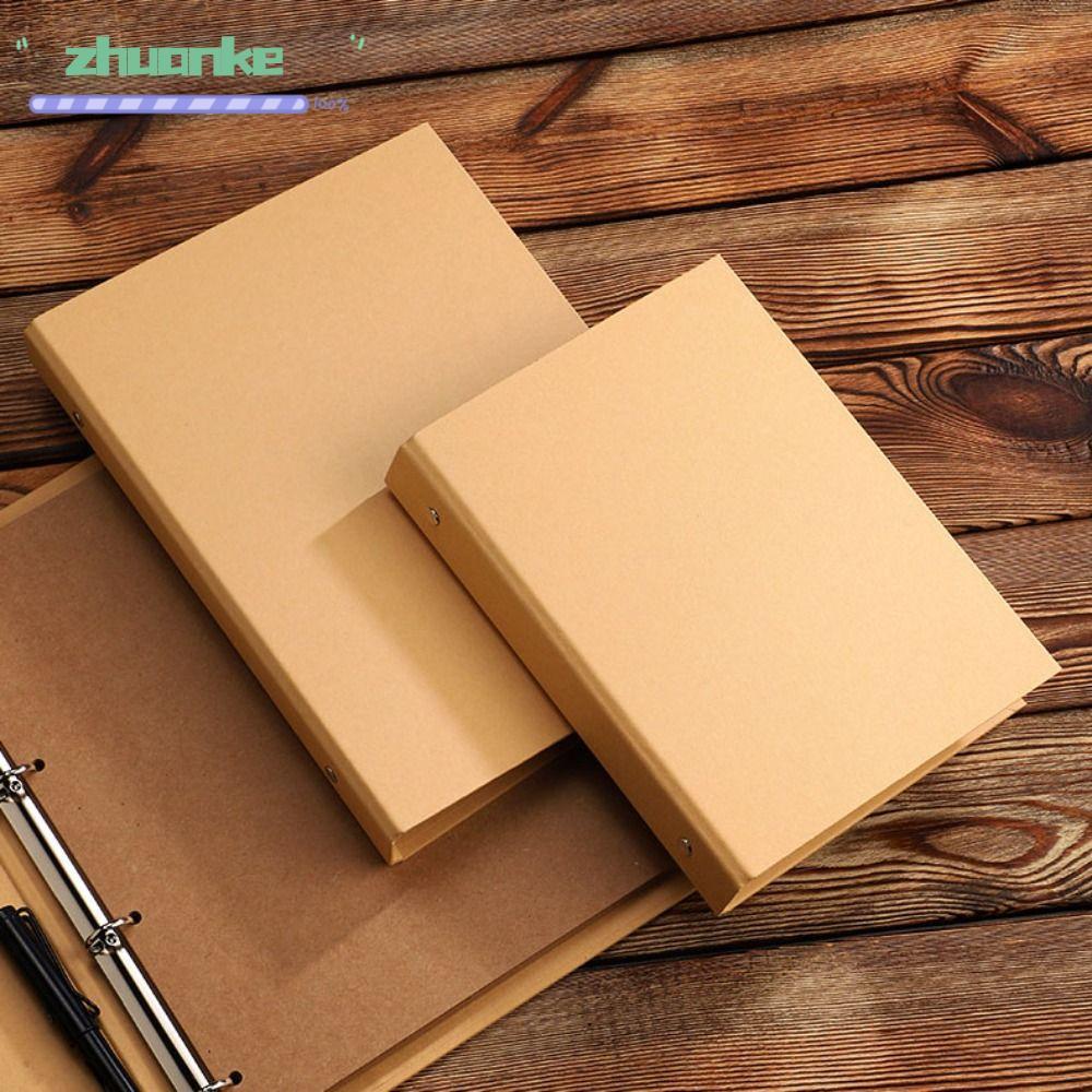 ZHUANPH Kraft Paper Binder Cover, Kraft Paper A5 B5 A4 Binder File Clip, Trang bên trong cổ điển