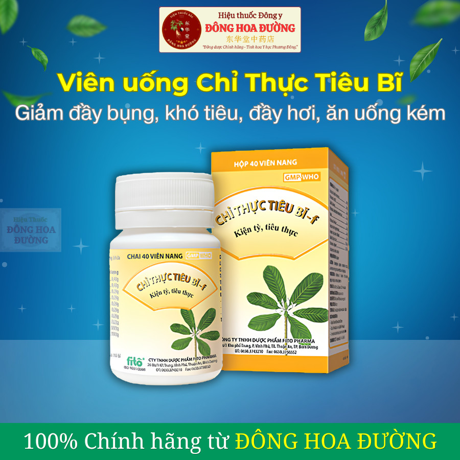 Viên uống Chỉ Thực Tiêu Bĩ F (Chai 40 viên) Hỗ trợ tiêu hóa, giảm đầy bụng, đầy hơi, ăn kém, tăng cường chức năng tỳ vị