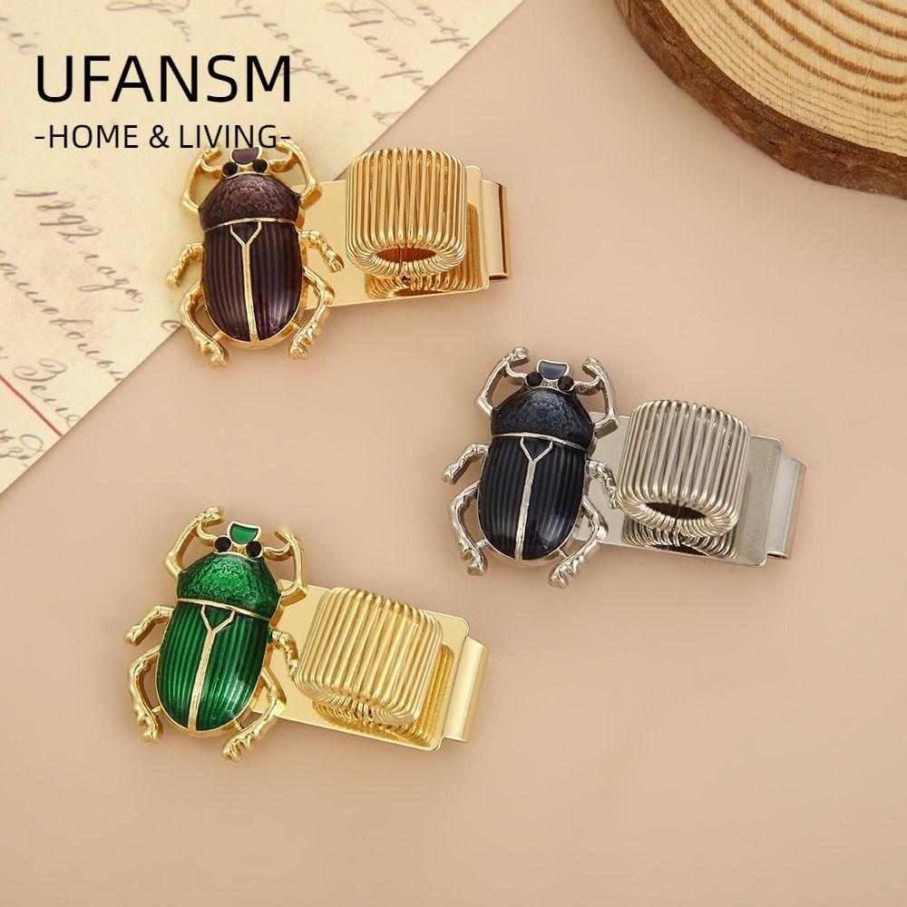 UFASM Scarab Beetle Pen Clip, với Pen Loop Elastic Pen Pen Clip, Kim loại đa chức năng Scarab Beetle