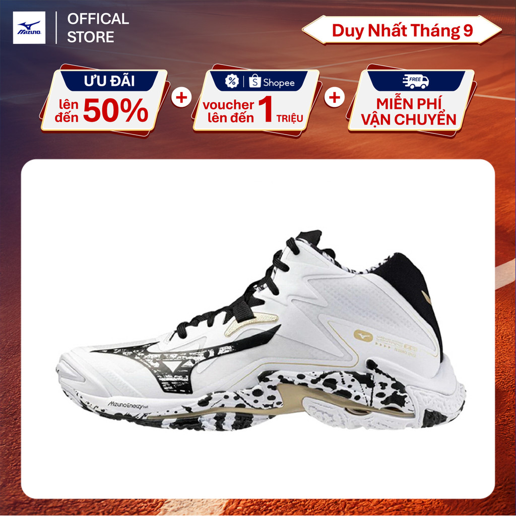 Giày Bóng Chuyền Unisex Mizuno Wave Lightning Z8 Mid - Trắng Đen - V1GA240541