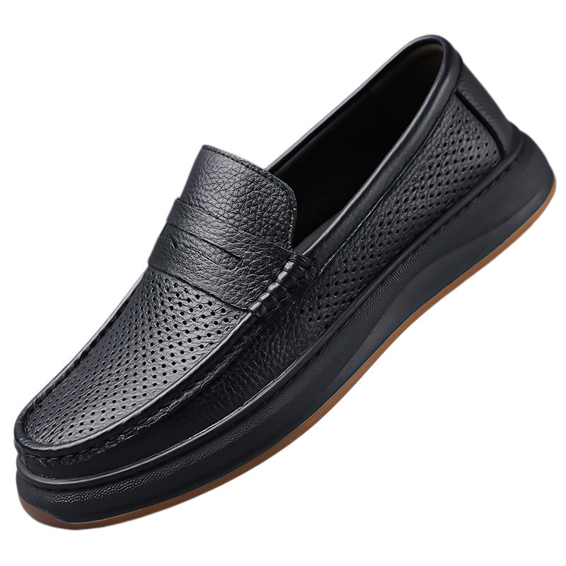 Đàn ông đục lỗ tổng hợp Penny Slip-On Thoáng khí Chunky Giày lười thông thường