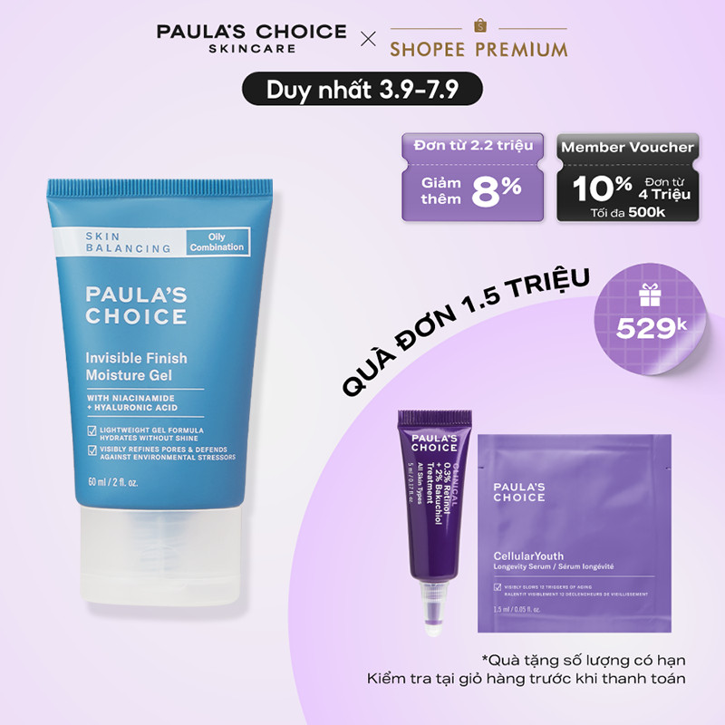 Kem dưỡng ẩm dạng gel kiểm soát dầu thừa Paula's Choice Skin Balancing Invisible Finish Moisture Gel 60ml 3400