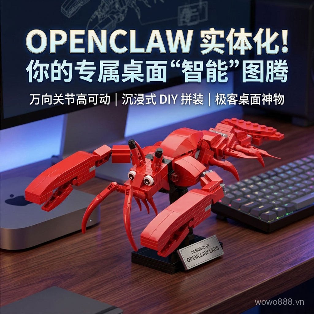 Openclaw Tôm Hùm Thực Thể Thông Minh Khối Xây Dựng Hóa Học Lắp Ráp Đồ Chơi Jike Để Bàn Trang Trí Phò