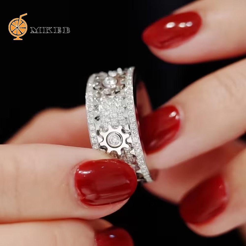 MKEB Gear Ring, Vòng xoay hoàn toàn bằng thép không gỉ, Phụ kiện thời trang Hình học Handmade Bầu tr