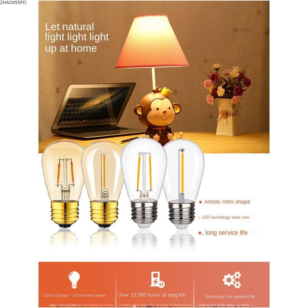 Bóng đèn pha lê ZHAOX55OI, Bóng đèn LED ST45 sợi đốt 1W 2W, Nến trắng ấm nóng 27 Bóng đèn trắng 2700