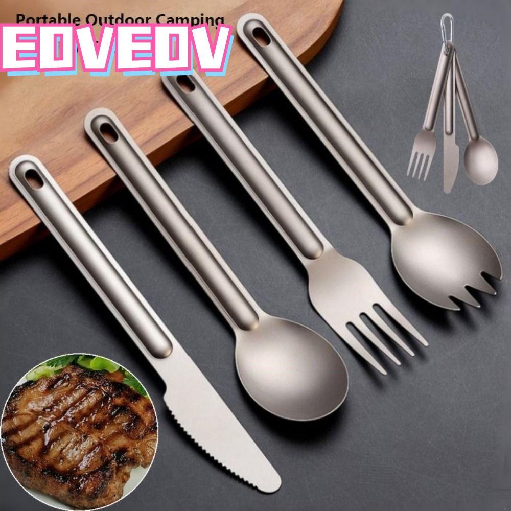 Thìa Titan EOVEOV, Nồi Cắm Trại Ngoài Trời Titan Nhẹ Di Động, Tay Cầm Dài EDC Môi Trường
