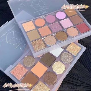 Biya Biya Khối Rubik đổi màu 15 màu Bảng phấn mắt Pearlescent Matte Fine Nhấp nháy Contouring Blush 