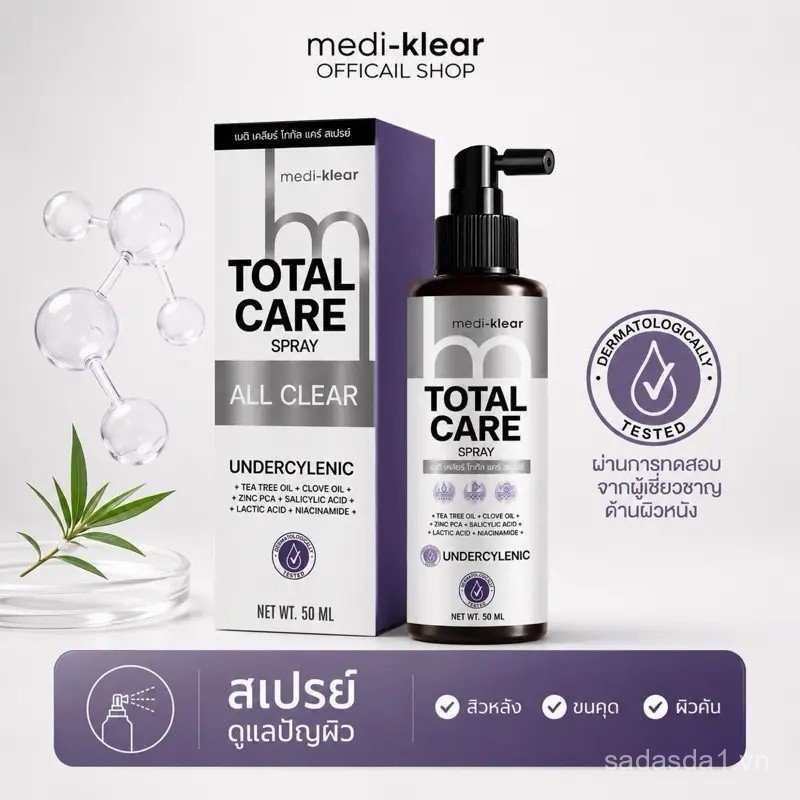(Medi-Klear) Xịt Medi-Klear Hỗ trợ giảm mụn, Tóc mọc ngược, ngứa, Nhiễm trùng nấm, TotalCareSpray LO