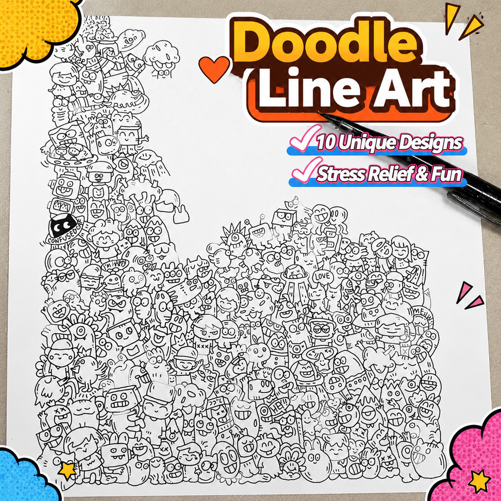 JMY - Practice Drawing Simple Line Drawings on Line Drawing Paper