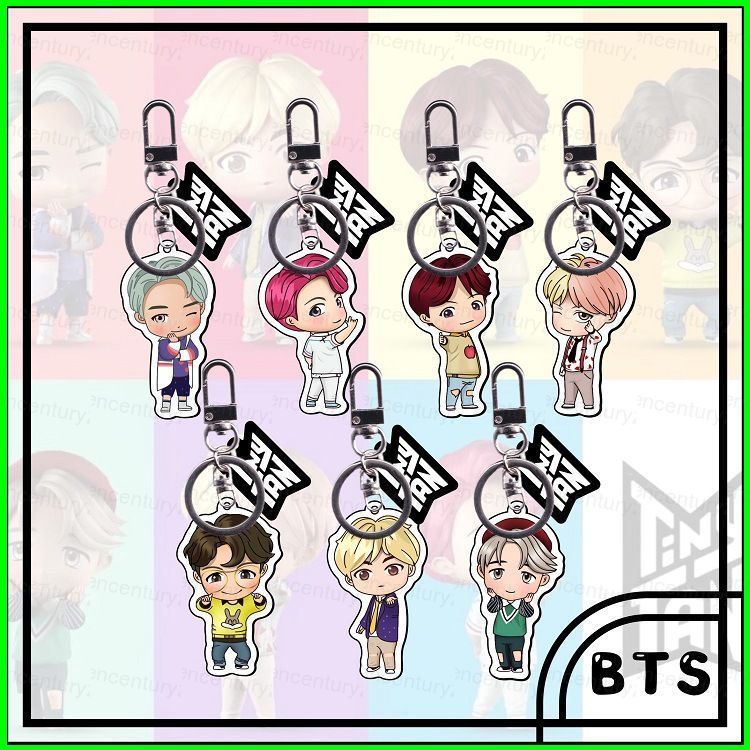 BTS Móc Khóa K-pop Bangtan Boys Móc Khóa Đôi Mặt BT21 Móc Chìa Khóa RM Jin SUGA J-Hope JiMin V Jung 