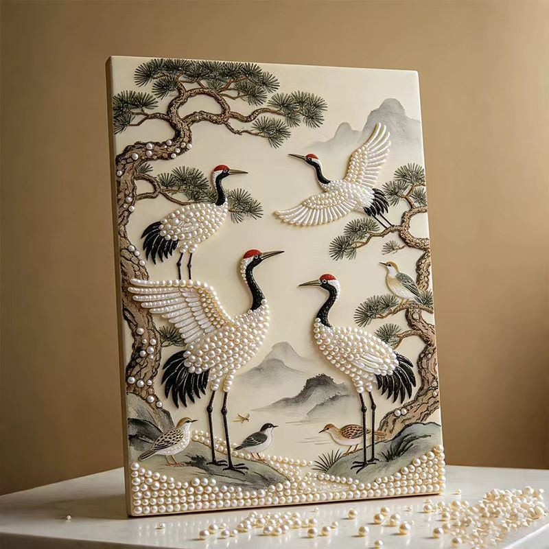 Phong cách mới diy Ngọc Trai Tranh Lâu Đài Xây Dựng series handmade Tự Dính Kim Cương paintin
